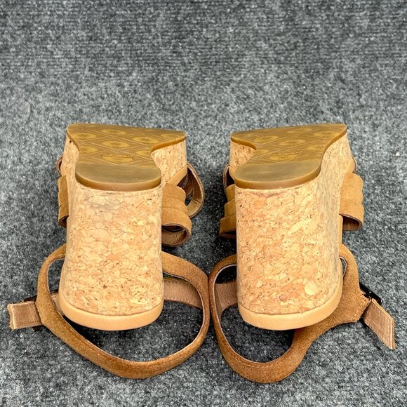 UGG Uma Wedge Sandals Women's Size 8.5 Chestnut Suede Cork Strap Buckle Platform - Picture 11 of 13